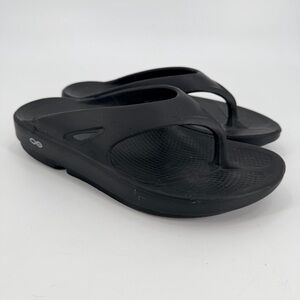 Oofos Black Comfort Thong Sandals Rubber 41 Womens 10